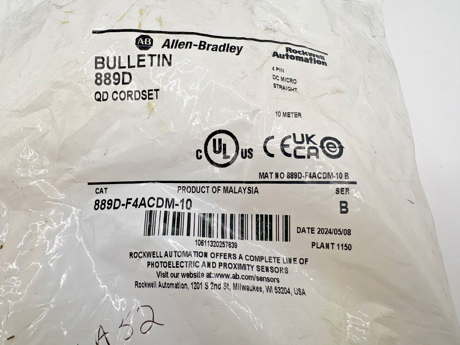 Allen Bradley 889D-F4ACDM-10 QD Cordset