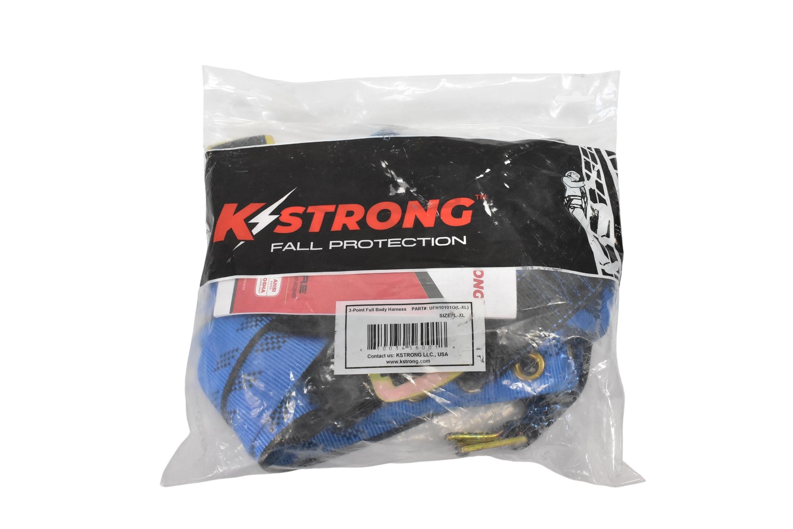 KSTRONG 3-Point Full Body Harness Size L-XL Blue UFH10101G(L-XL) Fall Protection