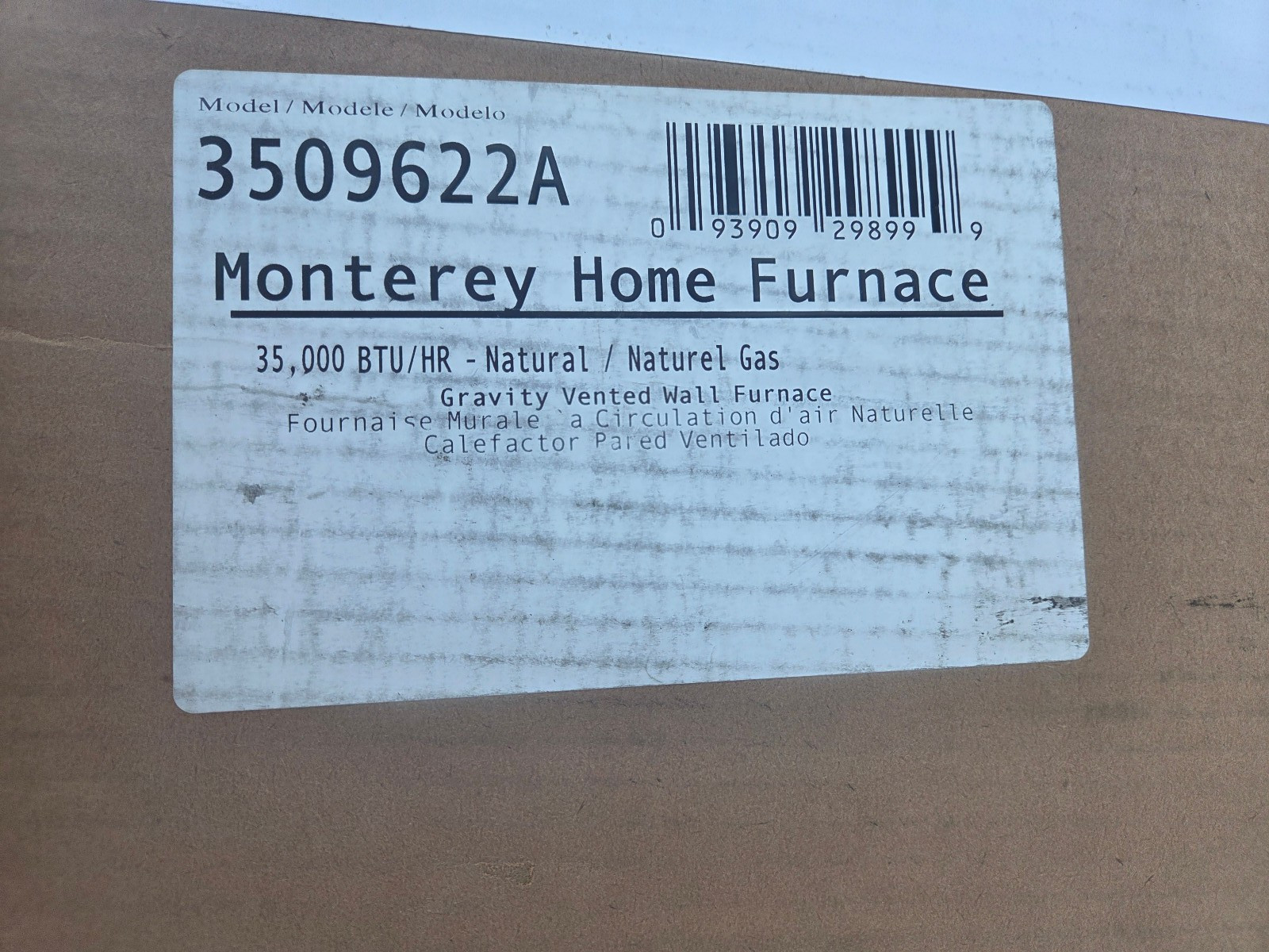 NEW Williams 3509622A NG Wall Heater 35,000 BTU WALL FURNACE