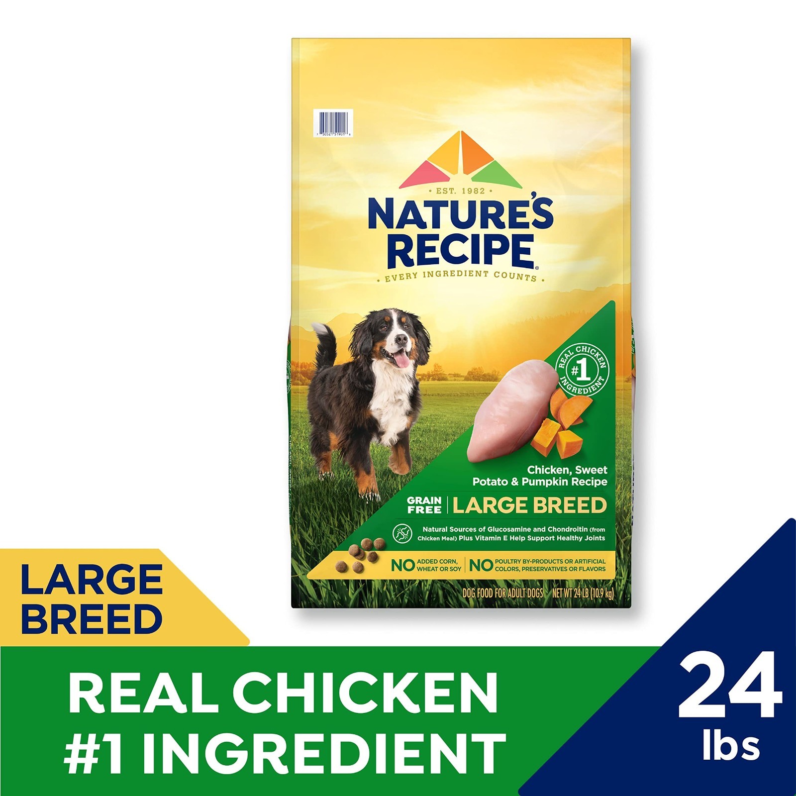 Nature’s Recipe Grain Free Large Breed Chicken,Sweet Potato& Pumpkin Recipe,24lb