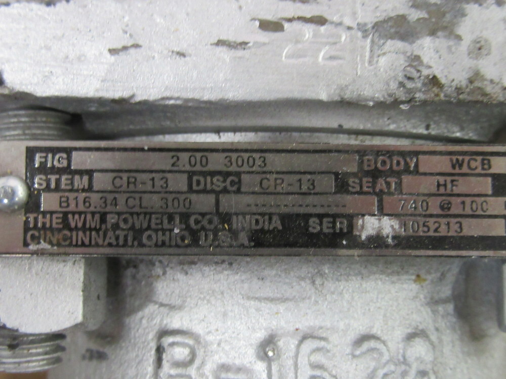 The WM Powell B16.34 CL.300 Wedge Gate Valve B1634CL300