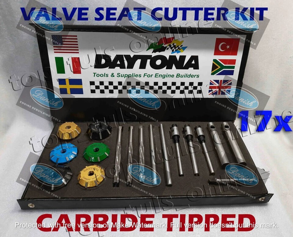 17x GM LS-7 8452 HEADS VALVE SEAT CUTTER KIT 3 ANGLE CUT CARBIDE TIPPED SPECIAL