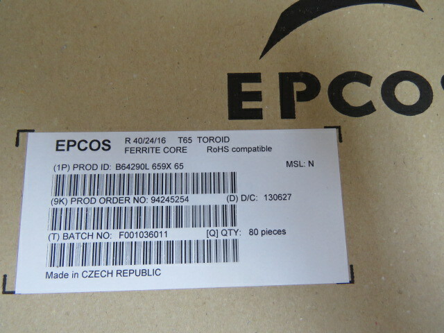 EPCOS B64290L659X65 Qty of 12 per Lot Epoxy T65 Ferrite Core Toroid Type Length