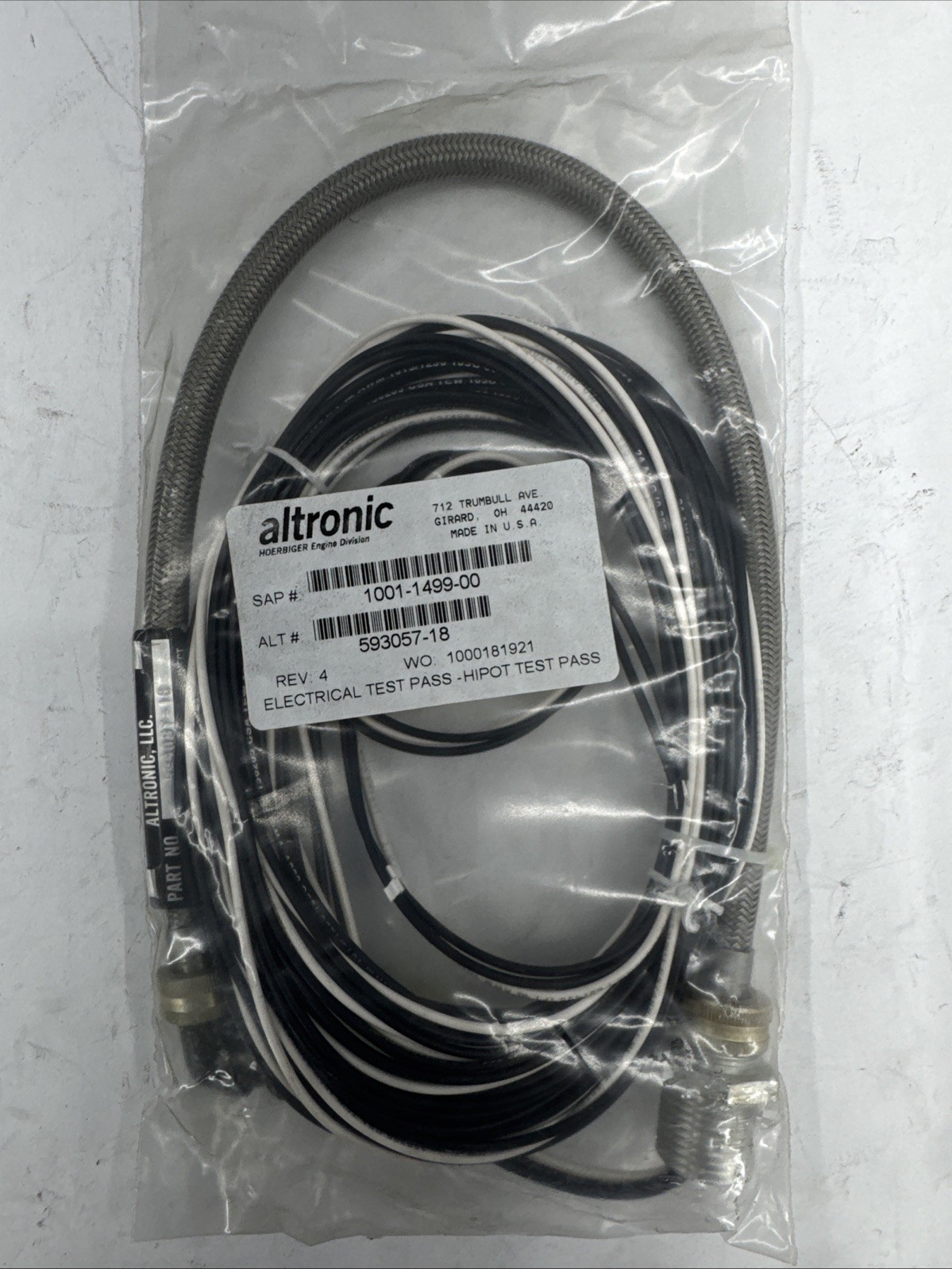 Altronic 593057-18 Pickup Cable Shielded 90-Degree 18in Gas Engine Ignition