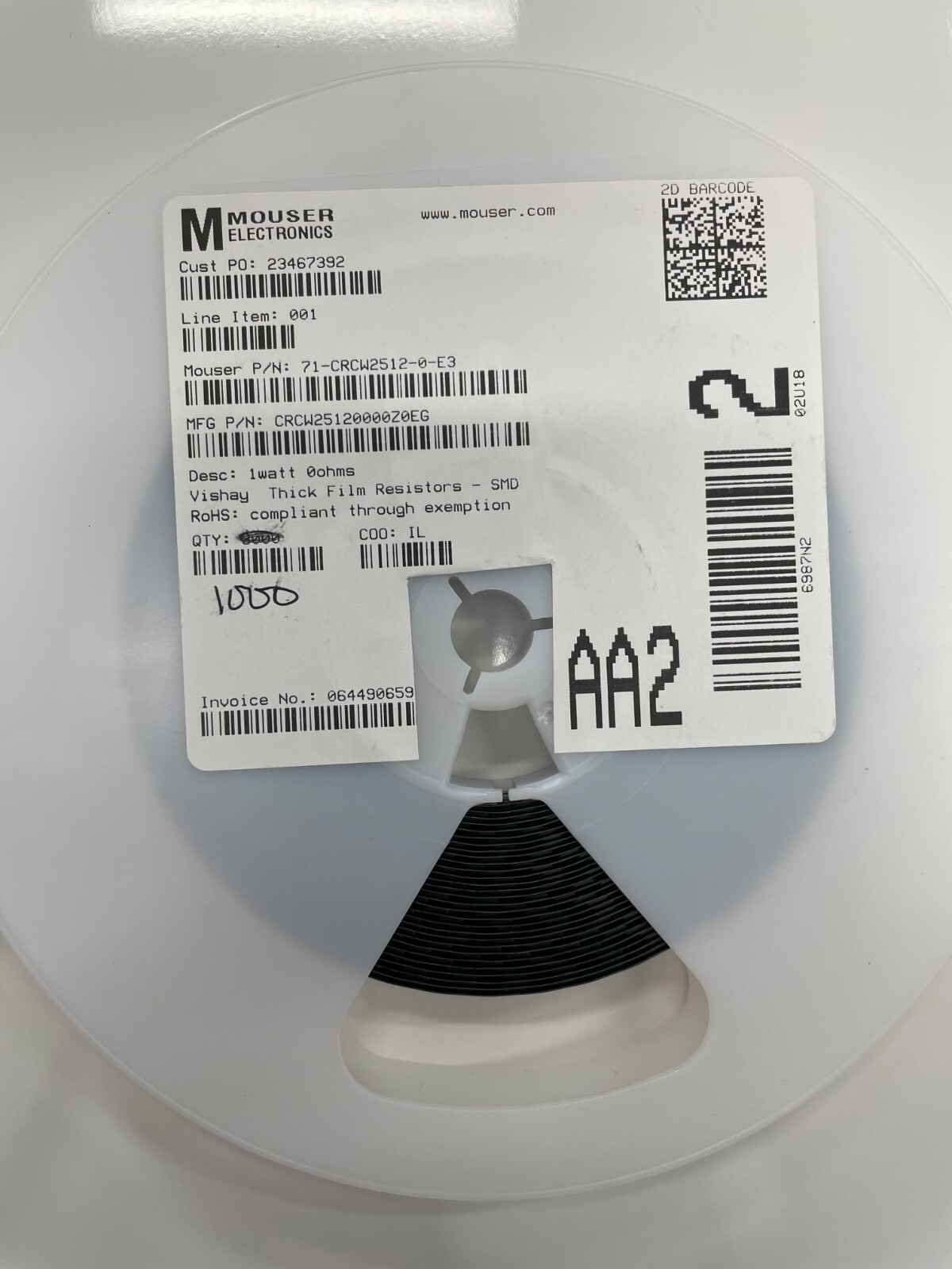 VISHAY – Mouser Electronics CRCW25120000Z0EG