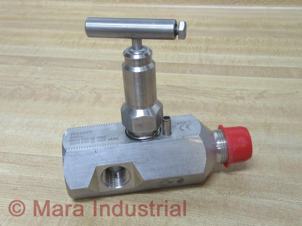Part V3-519SPT NPT Valve 316SS 600PSI @ 200F 3000PSI @ 400F