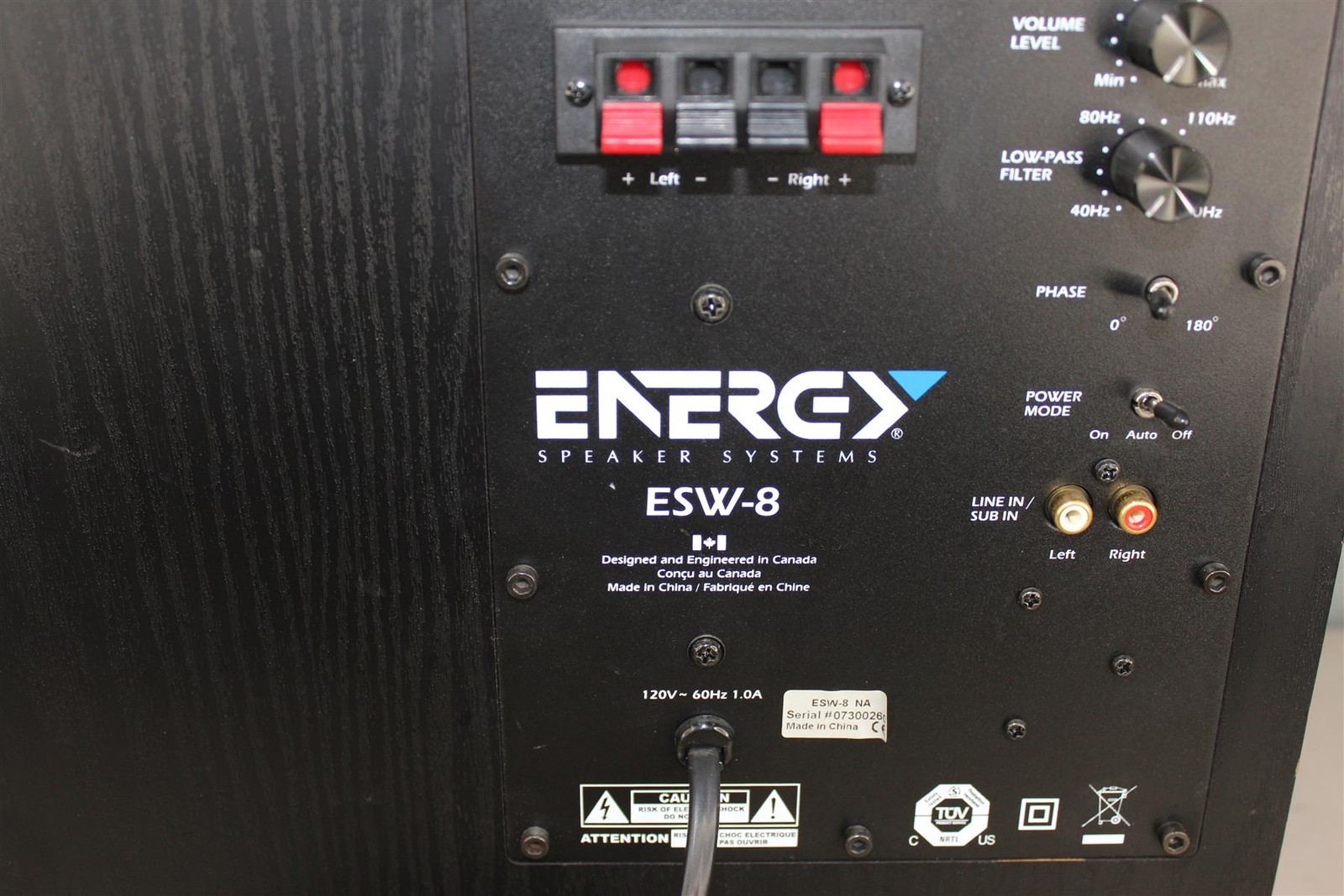 Energy Speaker Systems ESW-8 Powered 8″ Subwoofer – Black- Free Shipping.