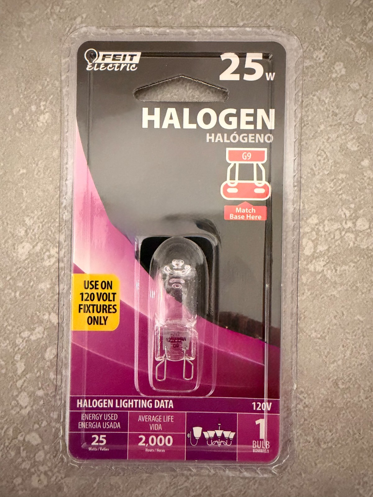 New FEIT ELECTRIC 25w Halogen G9 Bulb BPQ25/G9