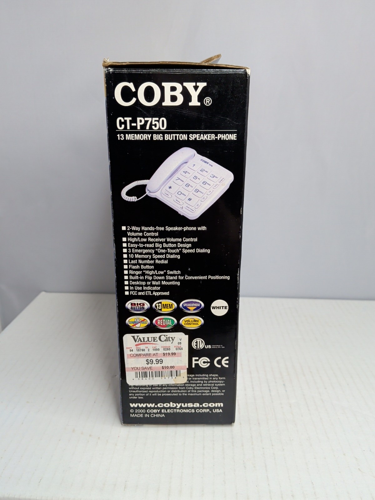 Coby CT-P750 Big Button Phone Speakerphone Brand New Old Stock S3