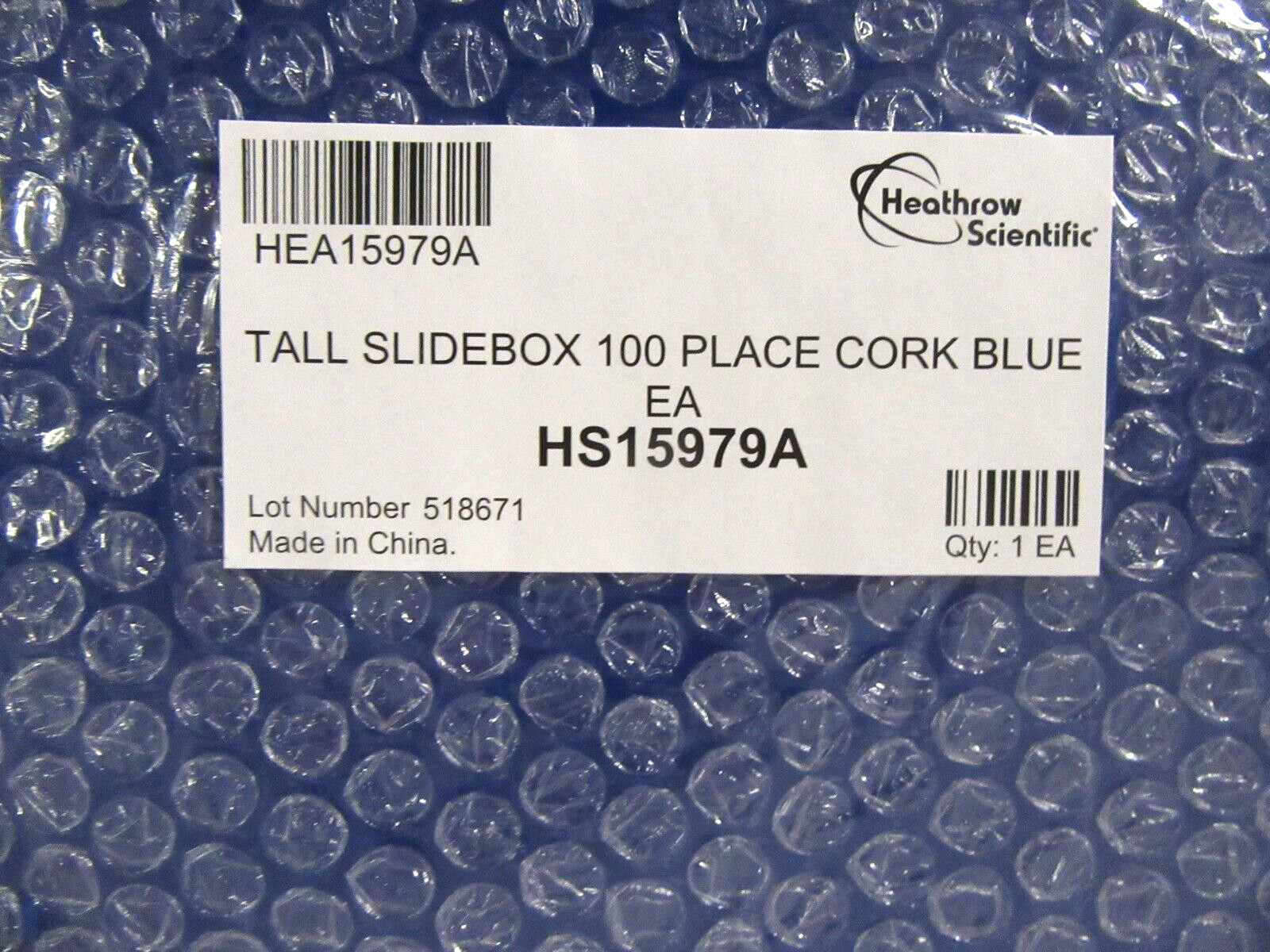 Heathrow Scientific HS15979A Tall Microscope Slide Box 100 Place Cork ABS Blue