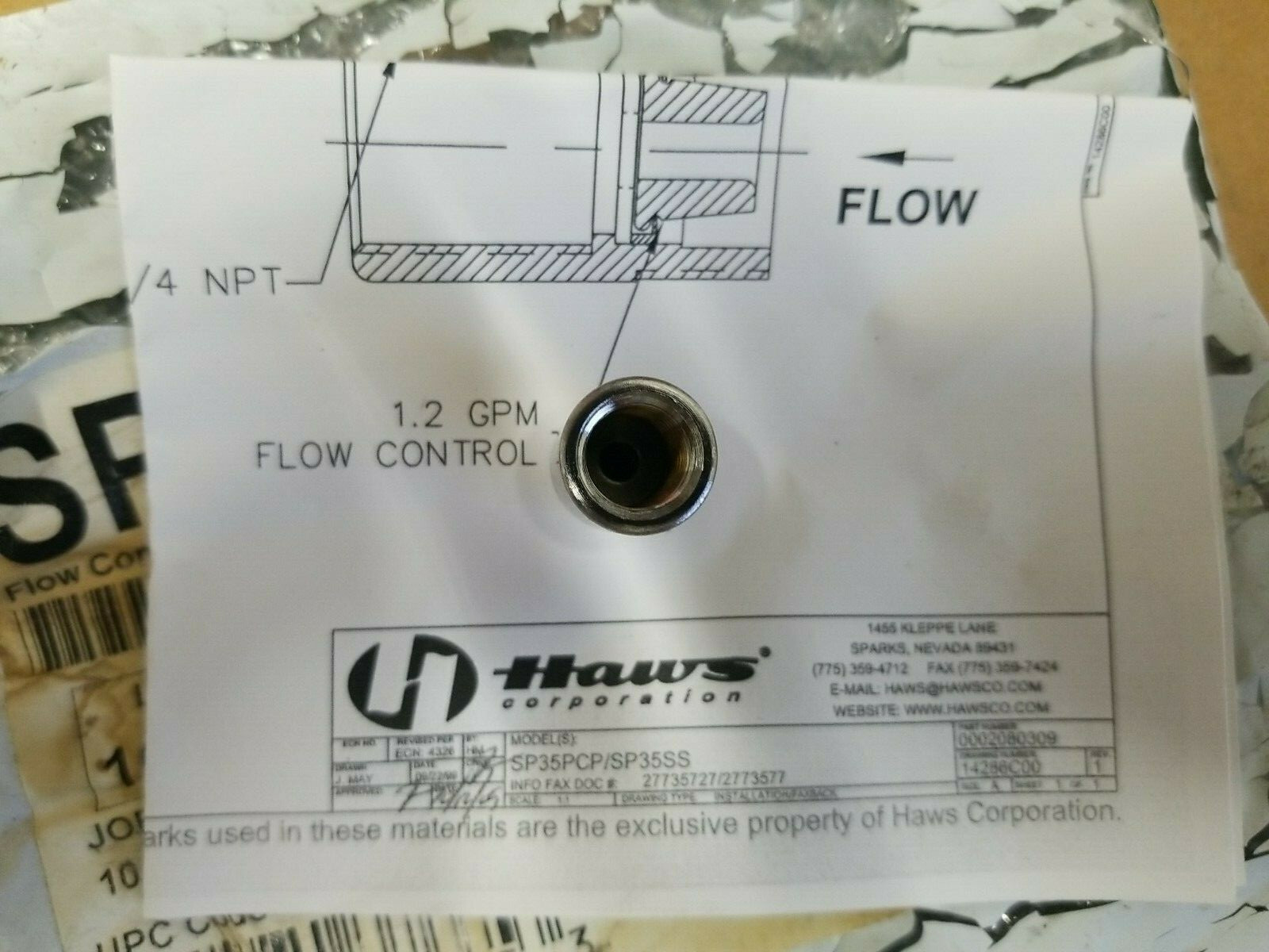 Genuine Haws Flow Control Model SP35PCP (NOS)