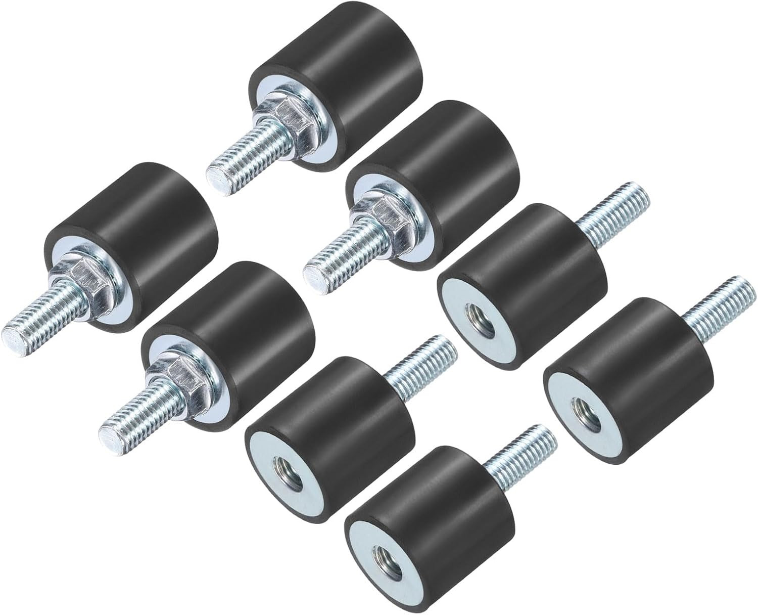 6Pcs M8X23Mm Rubber Isolator Mounts with Studs 25X25Mm Male Female Vibration Sho