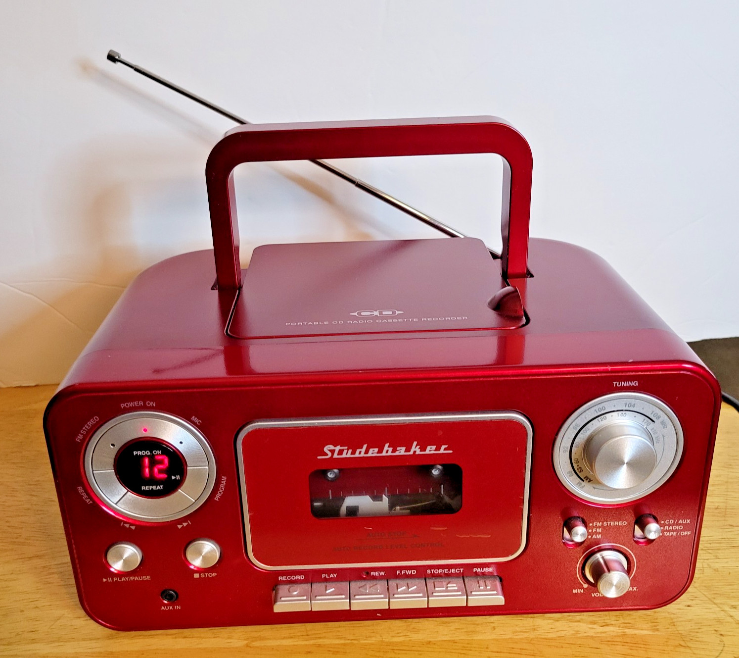 Portable Stereo CD Player with Bluetooth, AM/FM Stereo Radio and Cassette Player