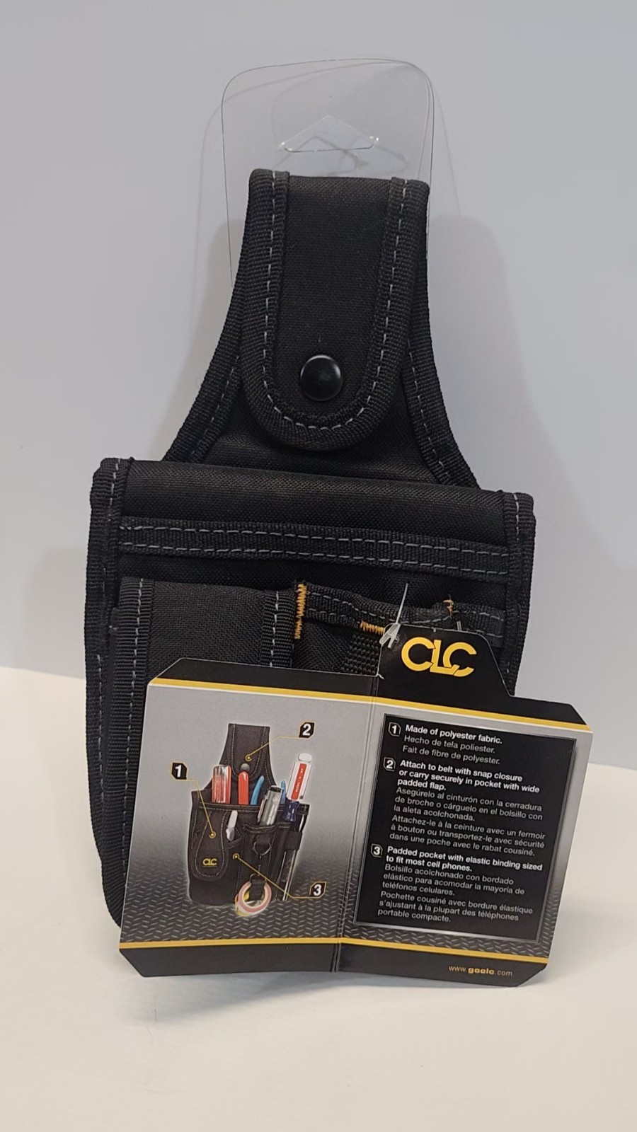CLC 1501 Tool & Cell Phone Holder 4 Packet Polyester Balck 1-1/2″ Deep 6″ Tall