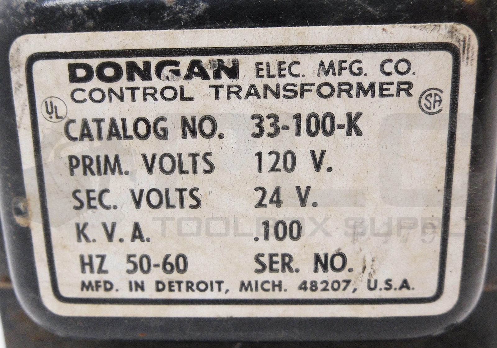 DONGAN 33-100-K CONTROL TRANSFORMER 120V 50/60HZ