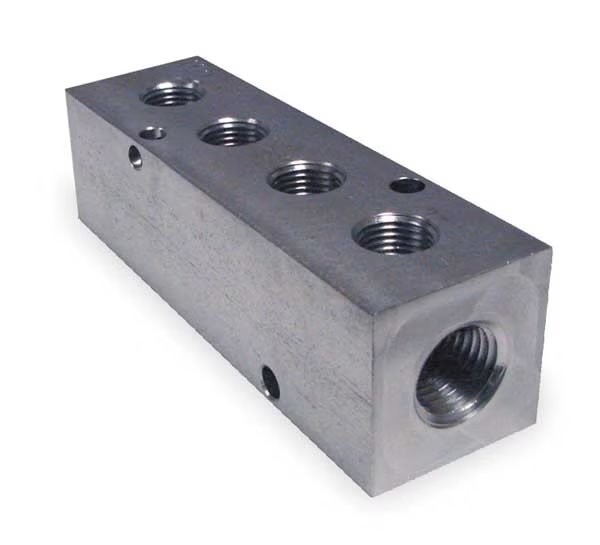 Pneumadyne M10-125-4-SS Manifold, Stainless Steel, NPT, 3-1/4 In. L