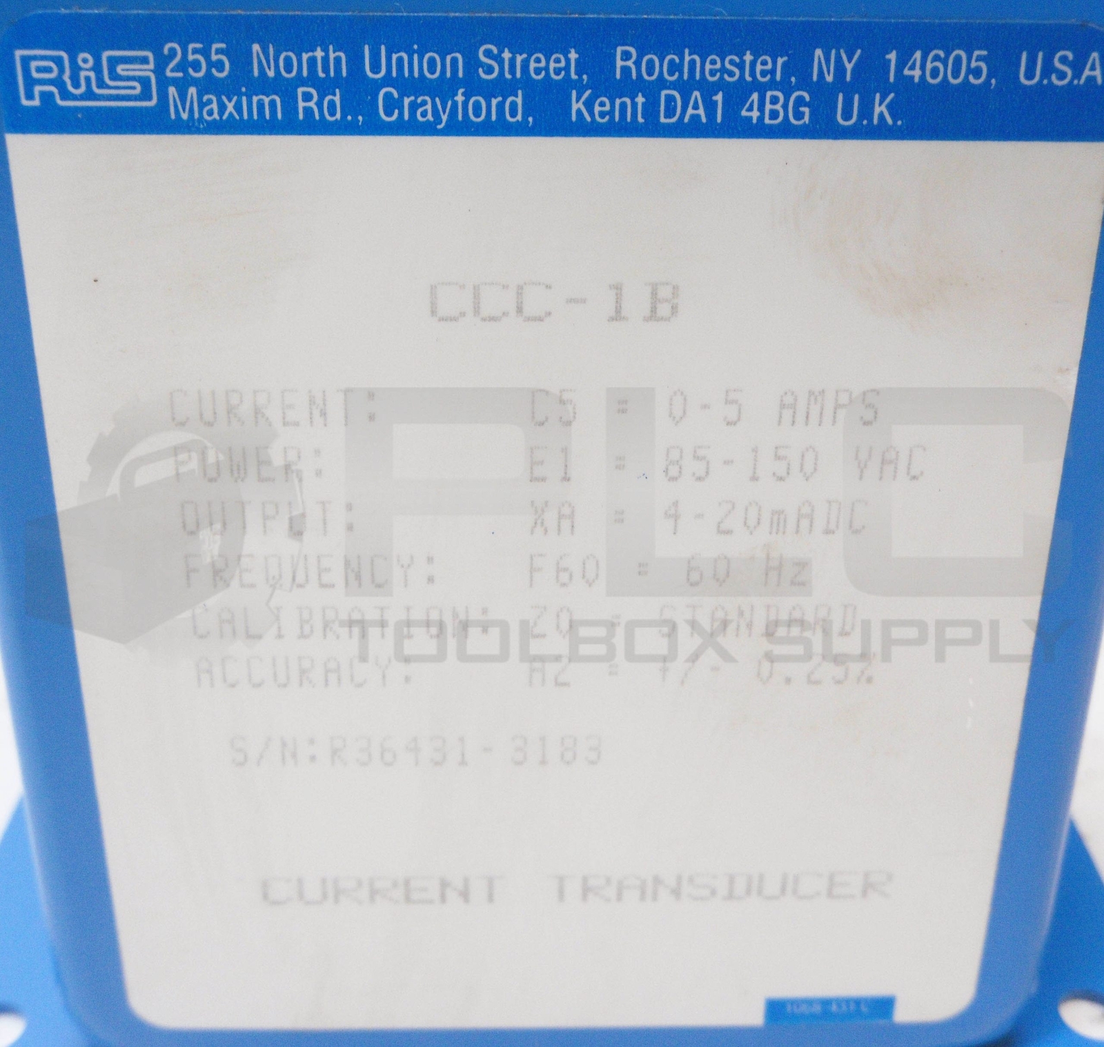 NEW RIS CCC-1B CURRENT TRANSDUCER 0-5A 85-150VAC 60HZ
