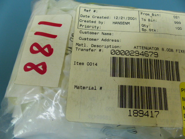 Scientific Atlanta 189417 Qty of 20 per Lot 8dB ATTENUATOR TO5 860MHZ 75 OHM