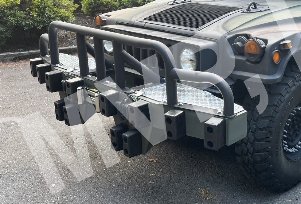 IBIS TEK Style Steel HMMWV Front Push Bumper Brush Guard “W/ Drop Down Plates”