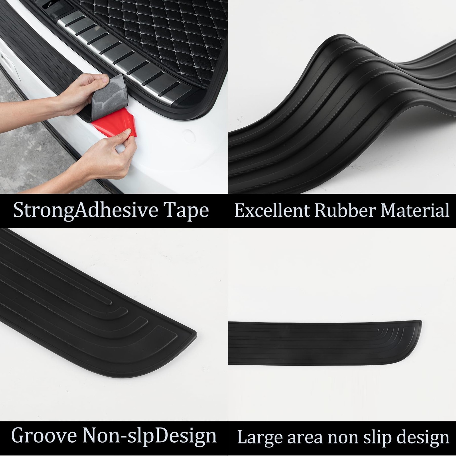 Car Rear Bumper Protector, 33.07inch x2.75inch Car/SUV Universal Rubber Anti-…