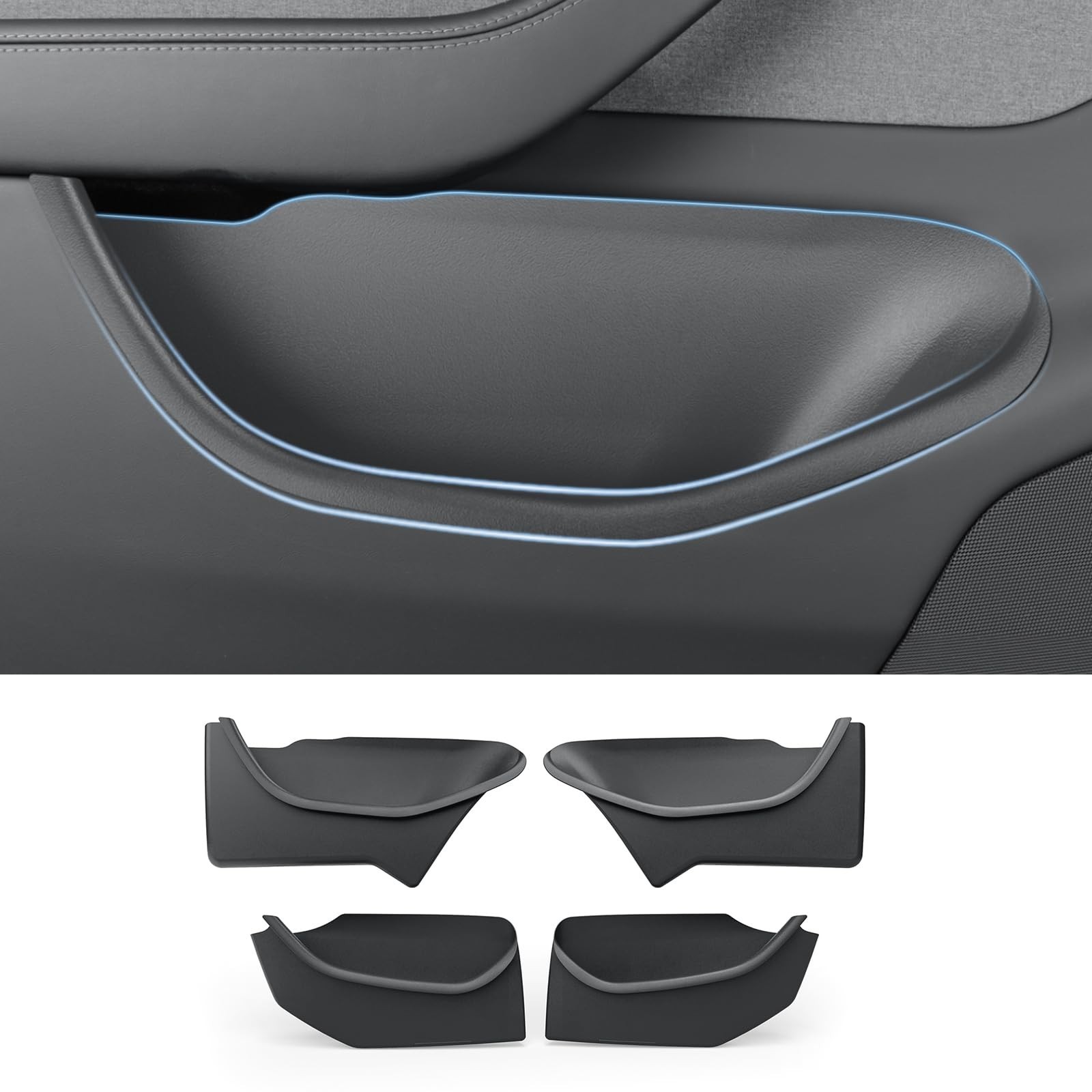 LUCKEASY 4PCS Door Side Storage Box Full Arounding for Tesla Model Y Juniper …