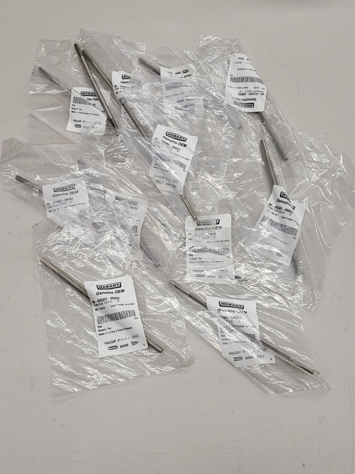 HOBART OEM SS FLEX TUBE 1/4 X 8″ 00-426505-00008 LOT OF 13 NEW FREE SHIPPING E4