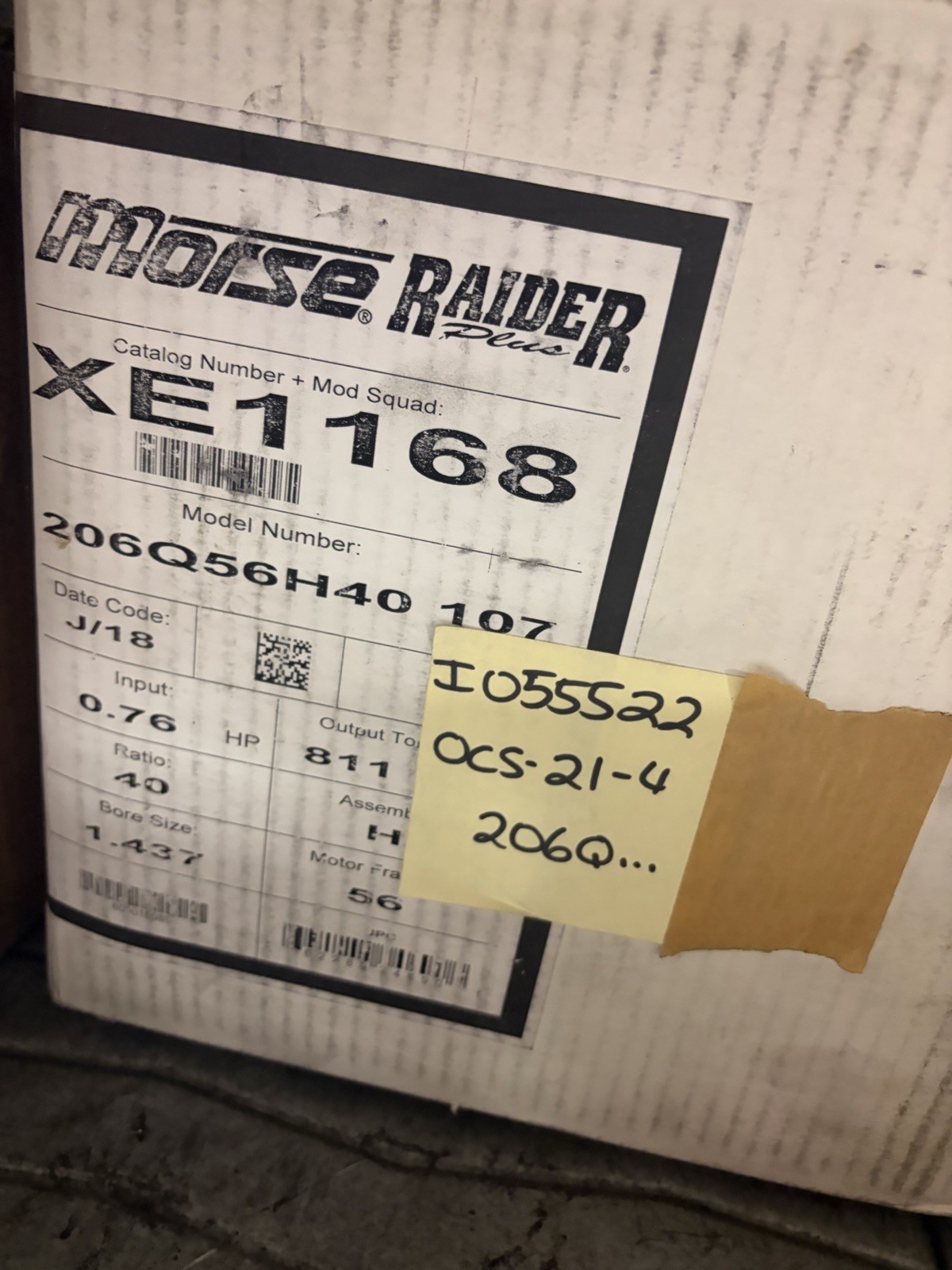 NEW MORSE 40:1 1750RPM GEAR REDUCER XE1168R10K 206Q56H40