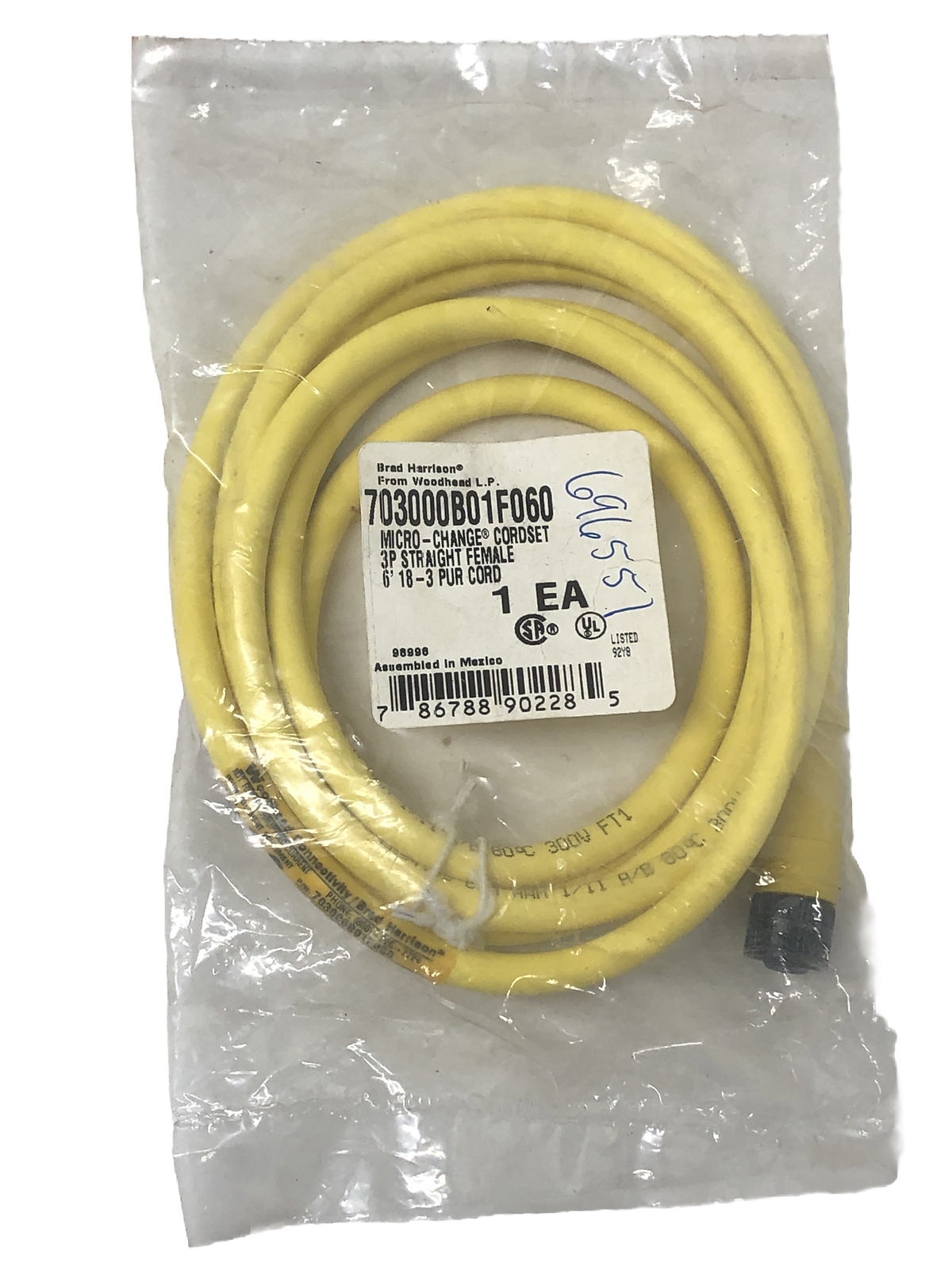 Brad Harrison Woodhead Connectivity 703000B01F060 Micro-Change 3P Female Cord
