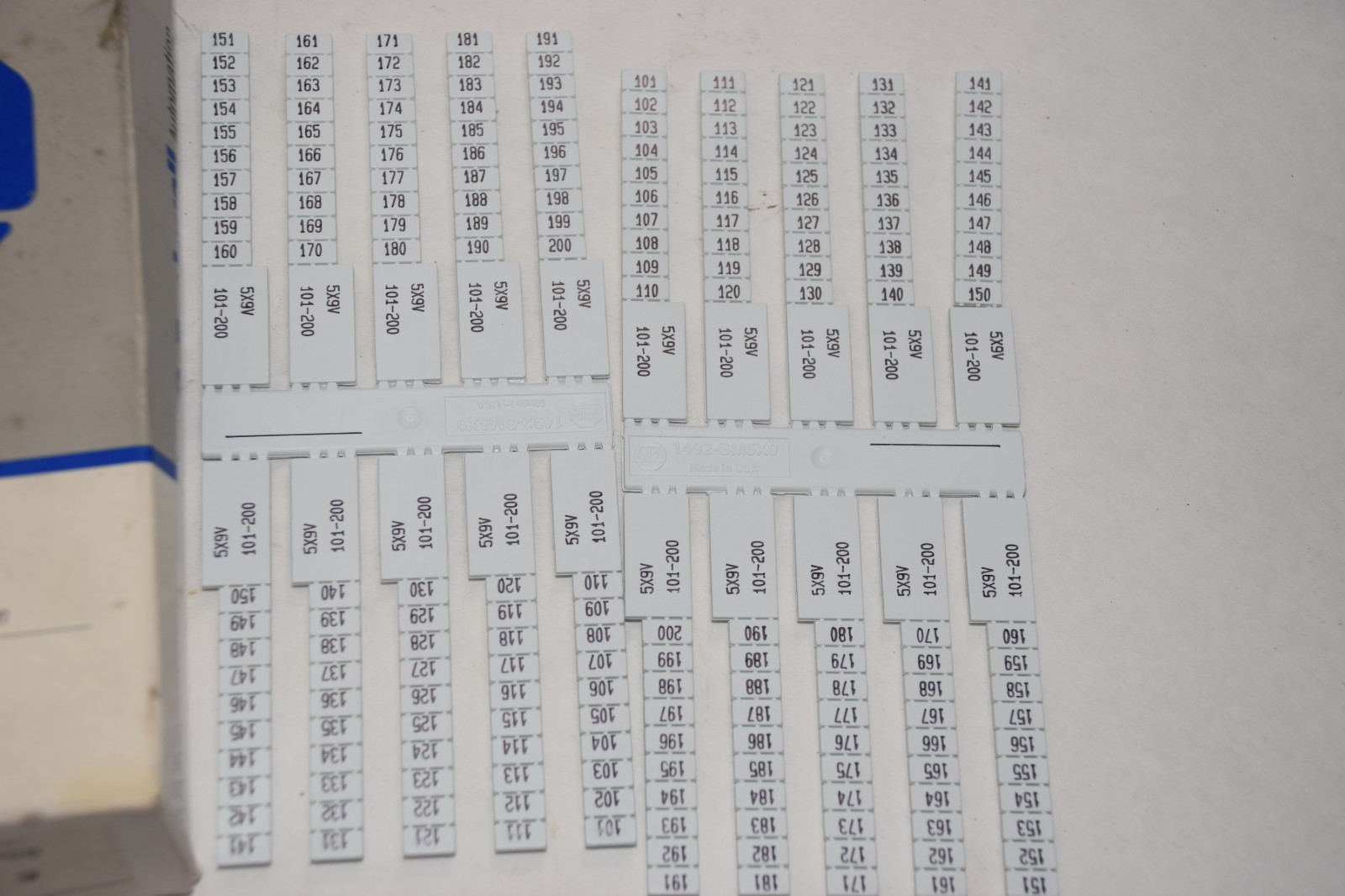 ALLEN BRADLEY 1492-SM5X9V101-200 SERIES A PRINTED MARKER CARDS NEW