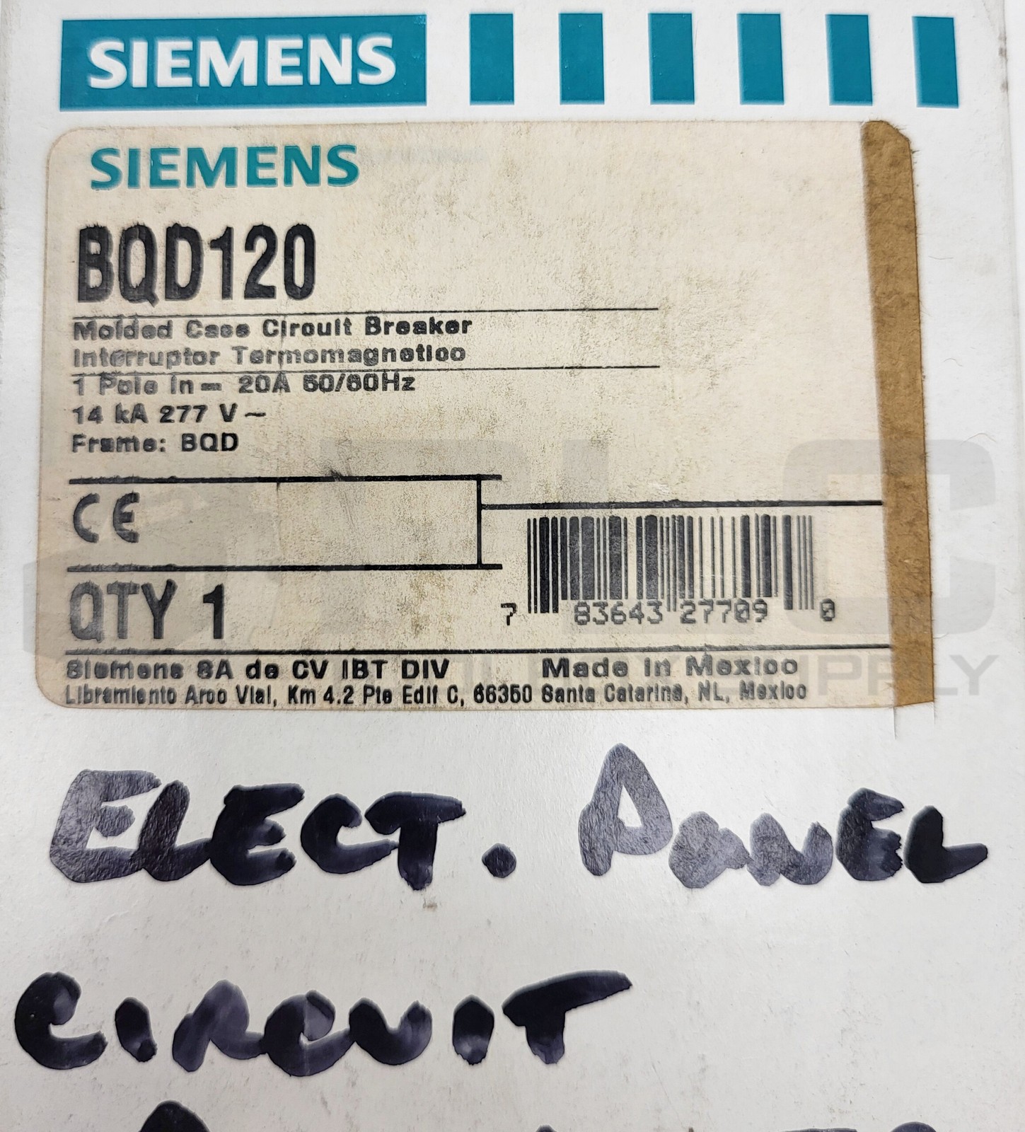 NEW LOT OF 3 SIEMENS BQD120 MOLDED CASE CIRCUIT BREAKER 1 POLE 20A