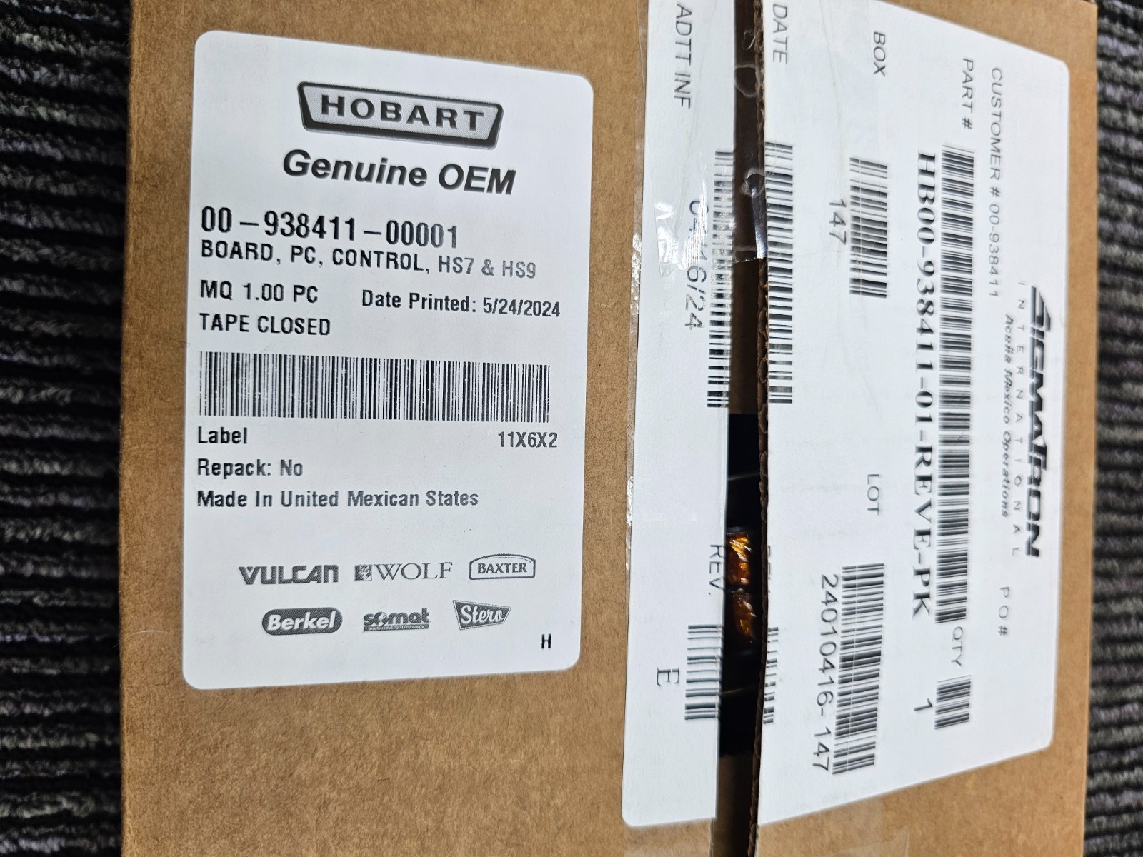Hobart 00-938411-00001 Board PC Control For HS7 HS9 HS SERIES HS7-1PS HS6N