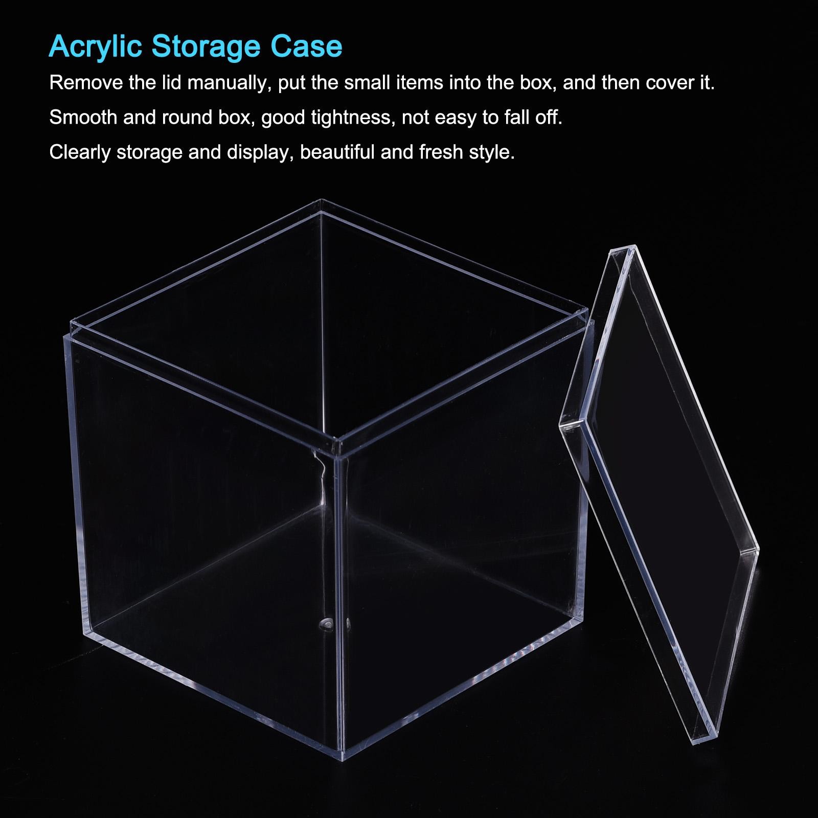 4 x Clear Acrylic Plastic Storage Box Square Case with Lid 5.1×5.1×5.1cm