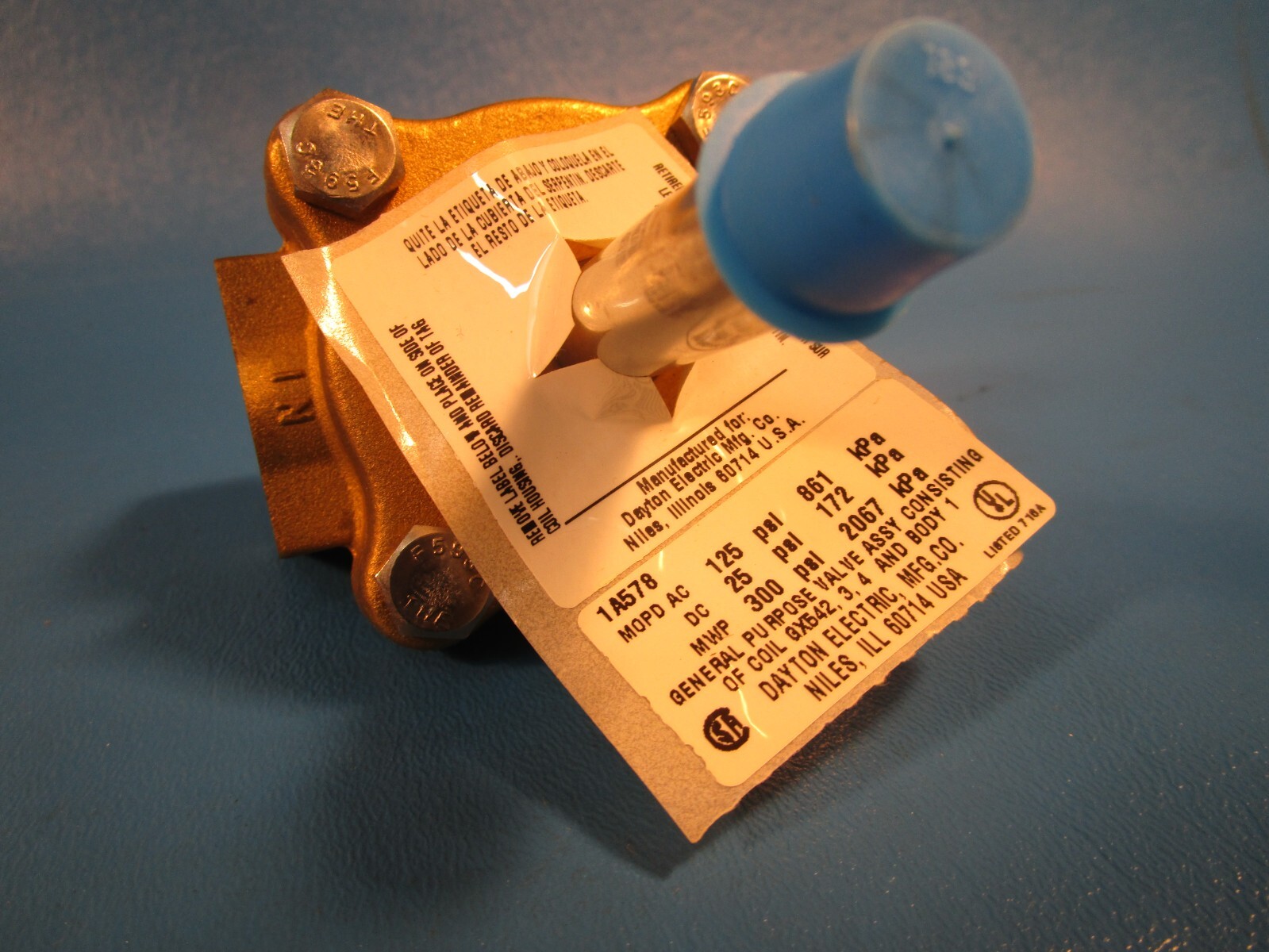 DAYTON 1A578, Solenoid Valve, 2 ways Brass, 3/4″ ports (GRAINGER)
