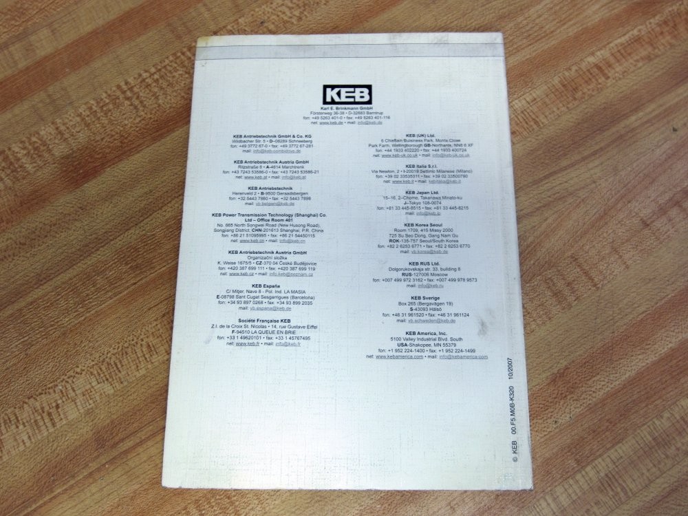 KEB 00.F5.M0B-K320 Instruction Manual
