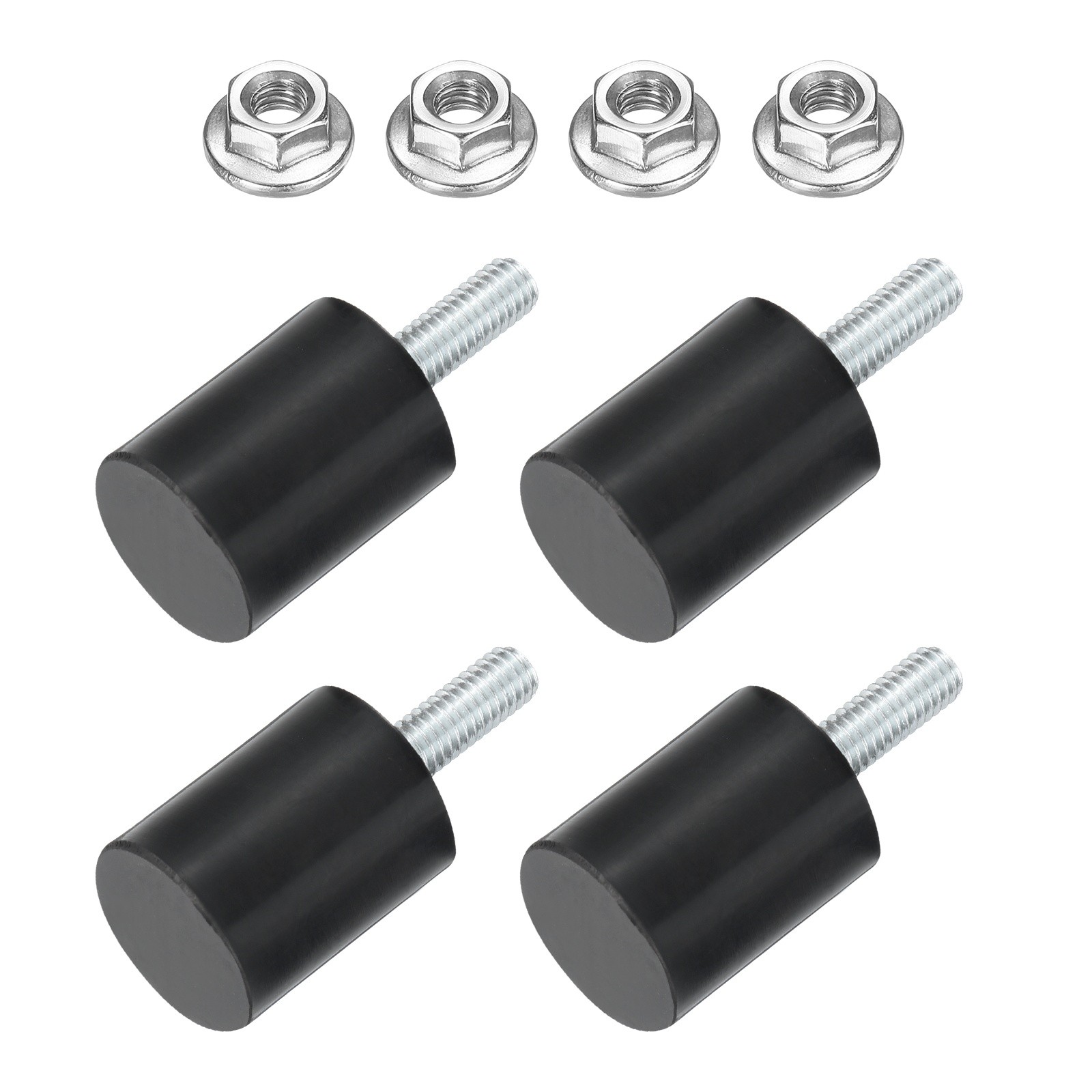 4Pcs M6 Rubber Mounts, Vibration Isolators with Studs 25 x 25mm with Nuts