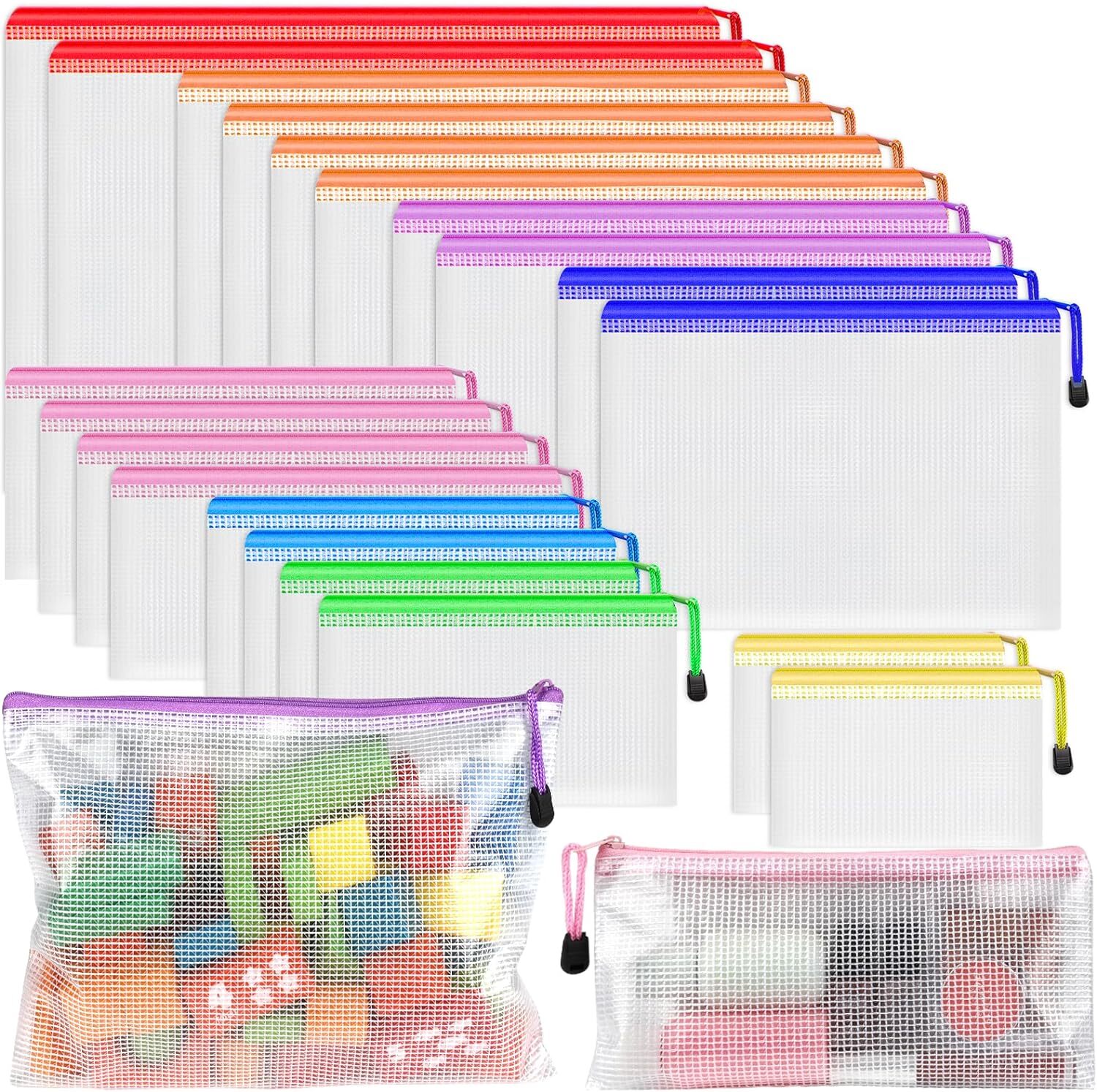 Smarpau 20pcs Mesh Zipper Pouch, 8 Sizes Plastic Multisizes-20pcs, Multicolor