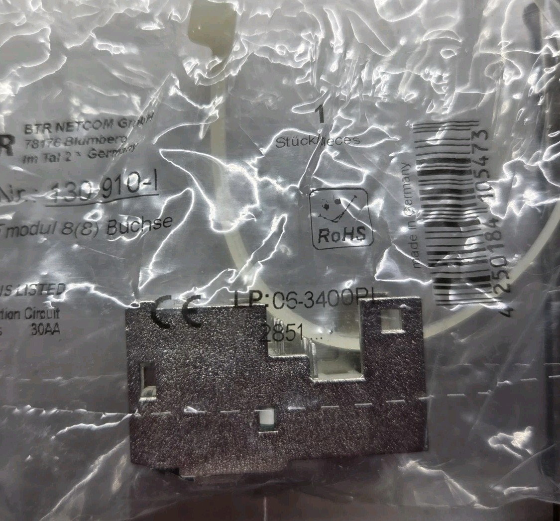 4 – Metz CONNECT 130910-I Recessed RJ45 E-DAT Module Cat.6A 8(8) Jack T568A NEW