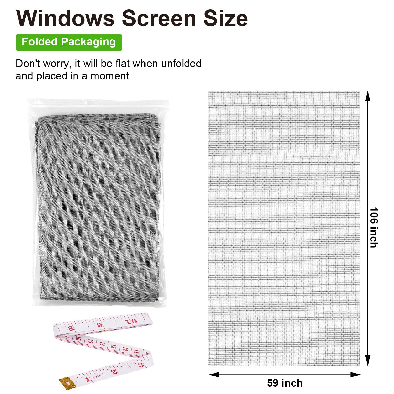 Replacement Window Screens, 59X106 Inch Durable 59″x106″Gray, 59″x106″Gray
