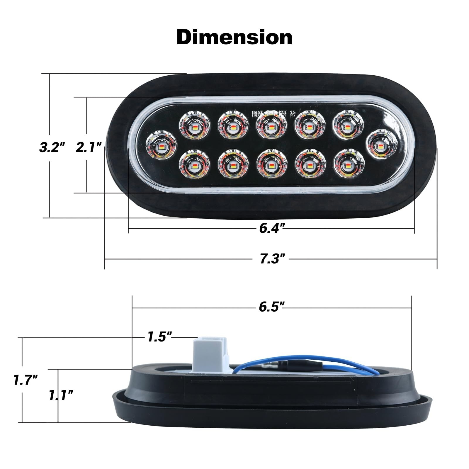 Dual Revolution 6 Inch Oval LED Tail Lights – Red Stop, Turn & White Backup/R…