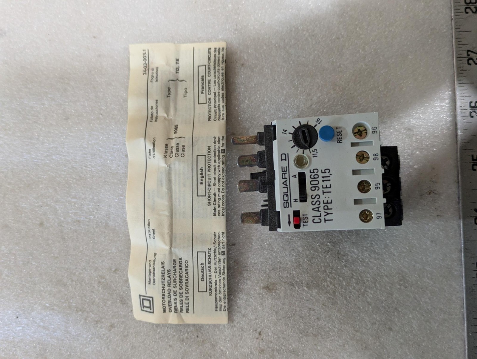 Square D 9065-TE11.5 Thermal Overload Relay 1-3A 220-660V Motor Starter OEM