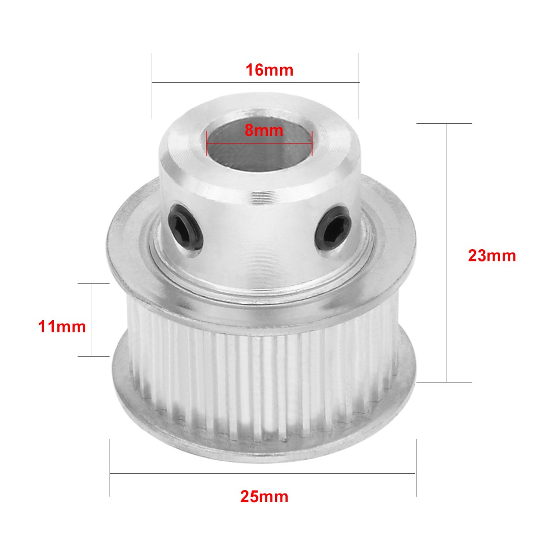 35 Teeth 8mm Bore 11mm Belt Timing Idler Pulley Synchronous Wheel Silver Tone