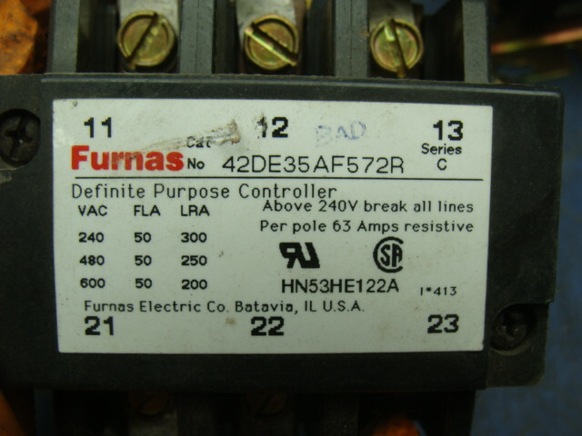 LOT OF 3 FURNAS DEFINITE PURPOSE CONTACTORS 42DE35AF572R COIL 110V/120V