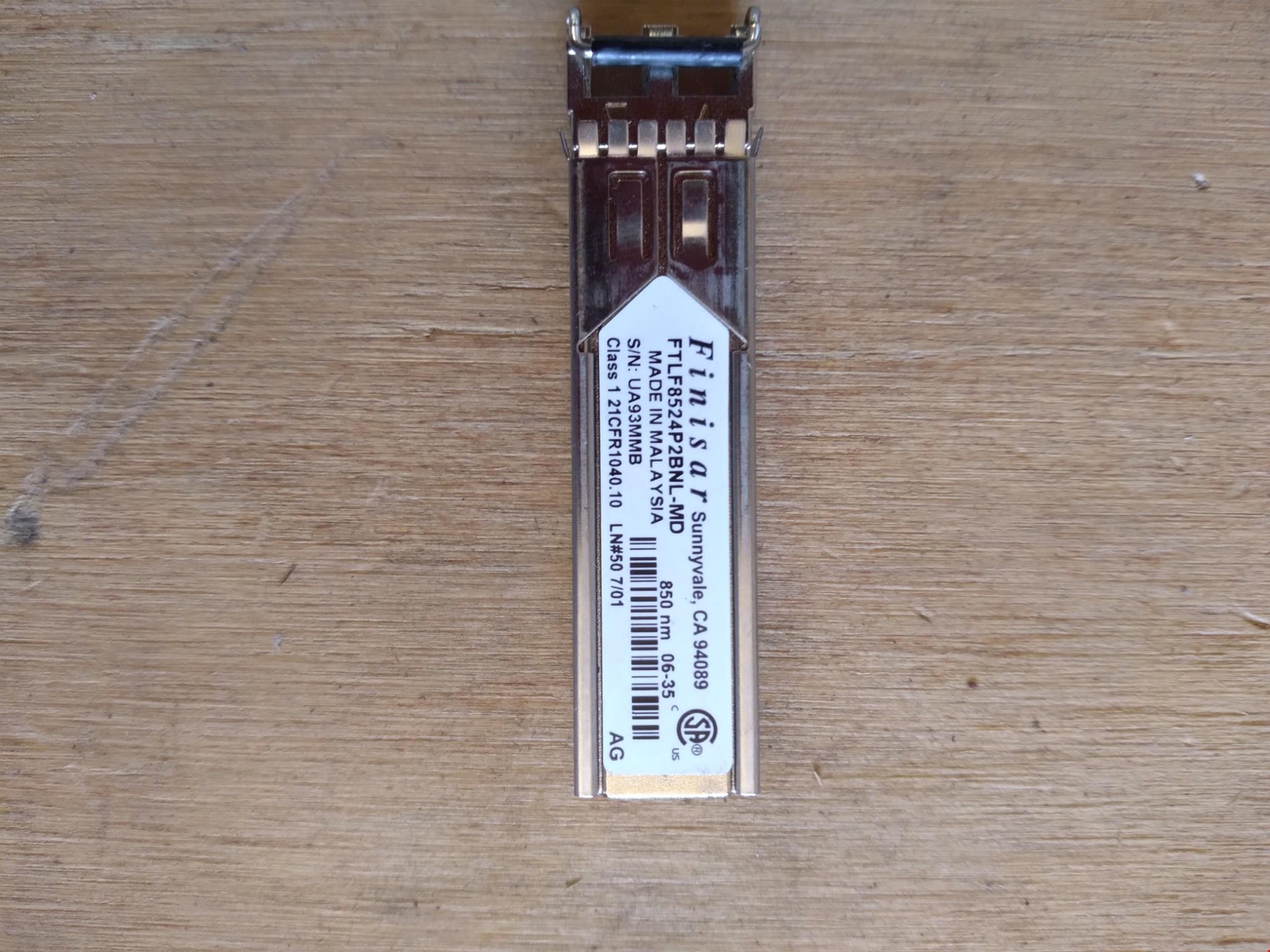 FINISAR FTLF8524P2BNL-MD UA93MMB 1 21CFR1040.10 850NM