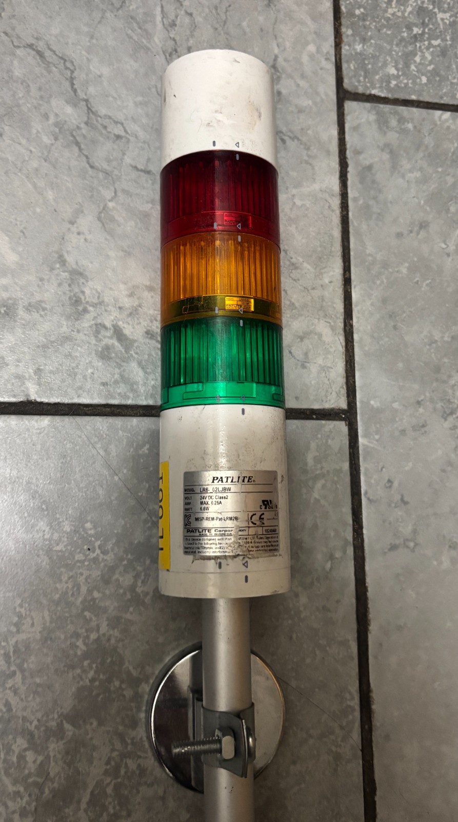 PATLITE STACK LIGHT LR6-02LJBW 24VDC 0.25A 6.6W RED/AMBER/GREEN