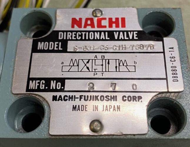 New Nachi Directional Valve For Okuma Machine S-G01-C6-C1H-7687B – 110 V, 60 Hz