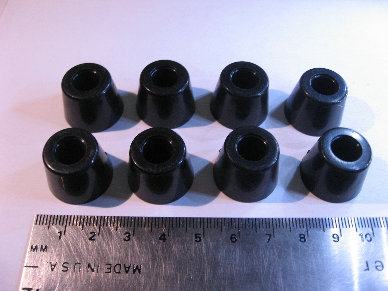 Equipment Foot Feet Black Plastic 20mm Dia x 15mm Tall w. Hole – NOS Qty 8