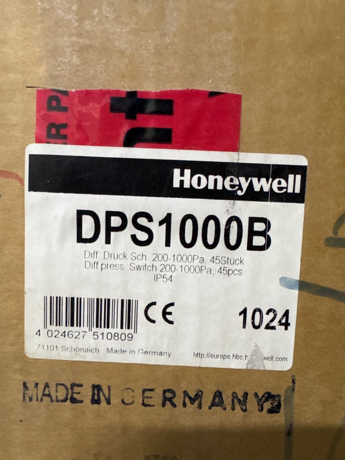 HONEYWELL DPS1000 DIFFERENTIAL PRESSURE SWITCH