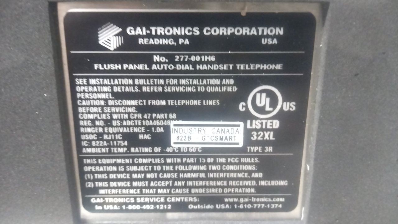 Hubbell Gai-Tronics 277-001H6 Indoor/Outdoor Autodial Telephone