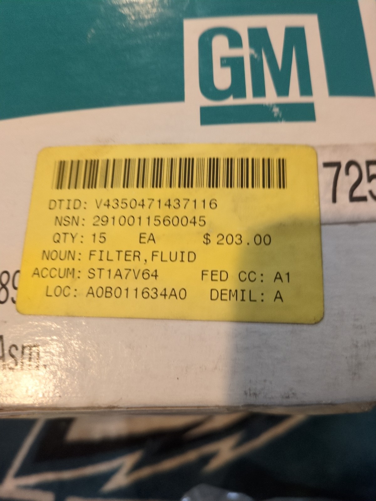 CUCV Truck Engine Fuel Filter GM PN 12471725 Water Separator #2910011560045 NOS