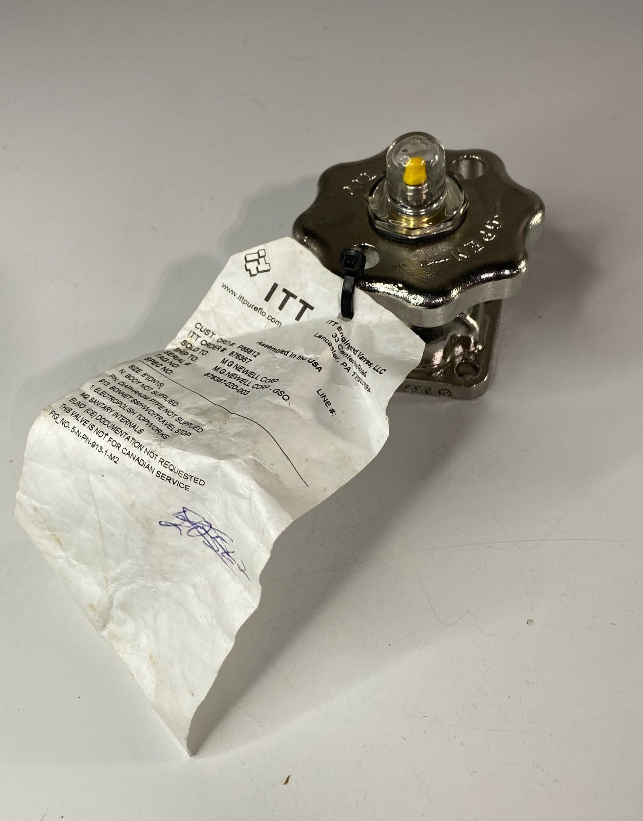 ITT Stainless Steel Diaphragm Bonnet & HandWheel .5-N-PN-913-1-M2 1/2″ (New)